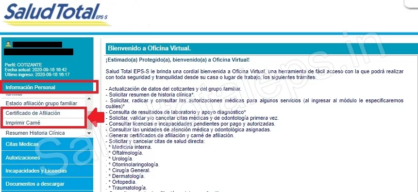 salud total certificado de afiliacion