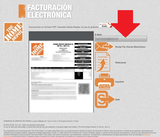 home depot facturación